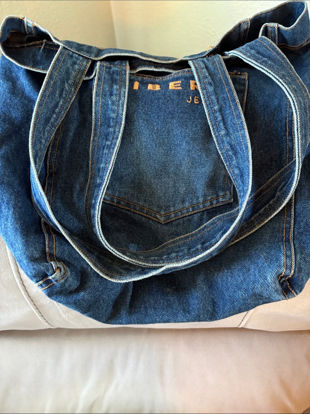 Denim Shoulder Tote Bag - Blue - Picture 10 of 13